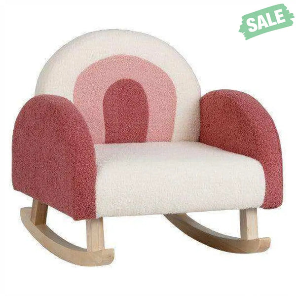 Kids Rocking Chair Children Velvet Upholstered Sofa with Solid Wood Legs-Blue Blue Kids Chairs & Seating