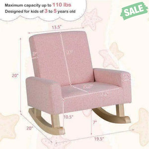 Kids Rocking Chair with Solid Wood Legs-Blue Pink Kids Chairs & Seating