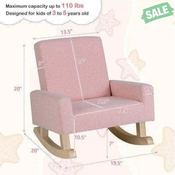 Kids Rocking Chair with Solid Wood Legs-Blue Pink Kids Chairs & Seating