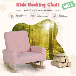 Kids Rocking Chair with Solid Wood Legs-Blue Pink Kids Chairs & Seating