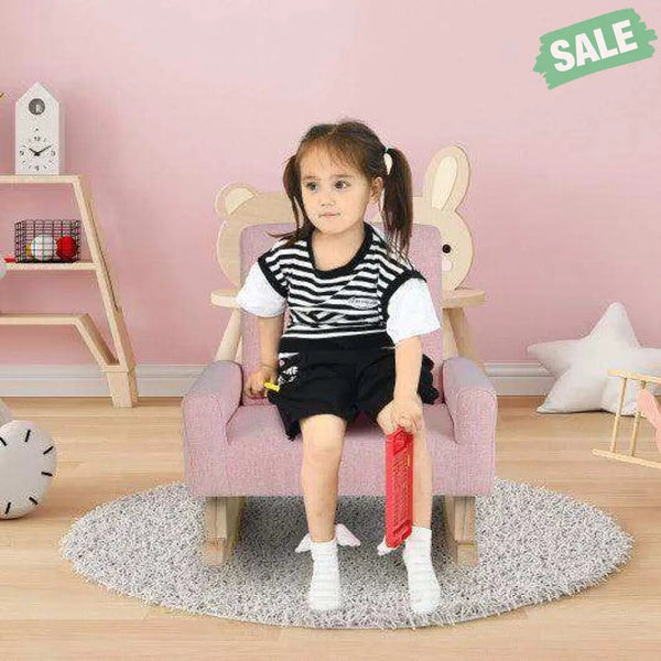 Kids Rocking Chair with Solid Wood Legs-Blue Pink Kids Chairs & Seating