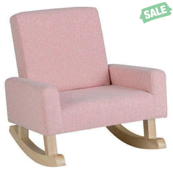 Kids Rocking Chair with Solid Wood Legs-Blue Pink Kids Chairs & Seating