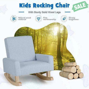 Kids Rocking Chair with Solid Wood Legs-Blue Pink Kids Chairs & Seating