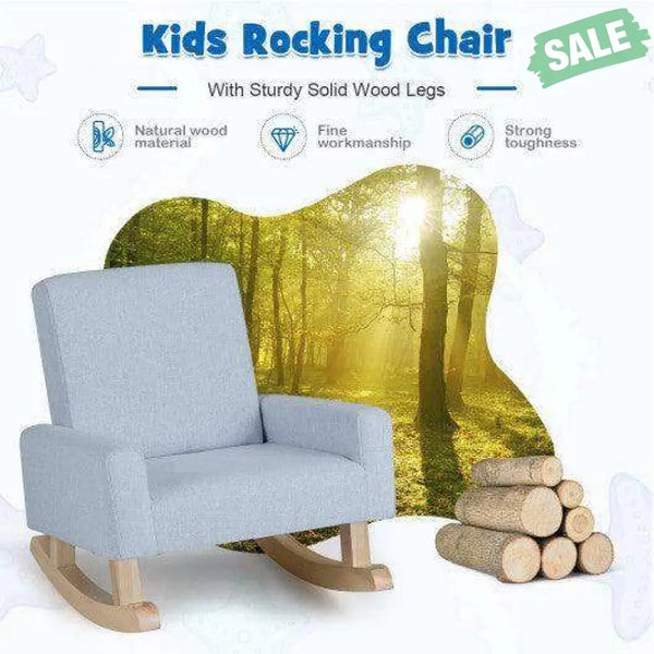 Kids Rocking Chair with Solid Wood Legs-Blue Pink Kids Chairs & Seating