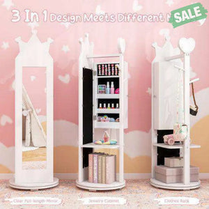 Kids Room Furniture Set Princess Vanity Table and Stool Set with Mirror and Drawer-White White Kids Vanities