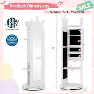 Kids Room Furniture Set Princess Vanity Table and Stool Set with Mirror and Drawer-White White Kids Vanities