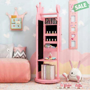 Kids Room Furniture Set Princess Vanity Table and Stool Set with Mirror and Drawer-White White Kids Vanities