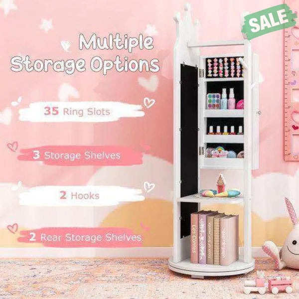 Kids Room Furniture Set Princess Vanity Table and Stool Set with Mirror and Drawer-White White Kids Vanities