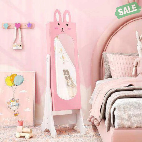 Kids Room Furniture Set with Princess Vanity Table and Chair-Pink