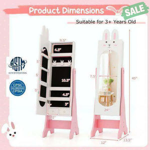 Kids Room Furniture Set with Princess Vanity Table and Chair-White White Kids Vanities