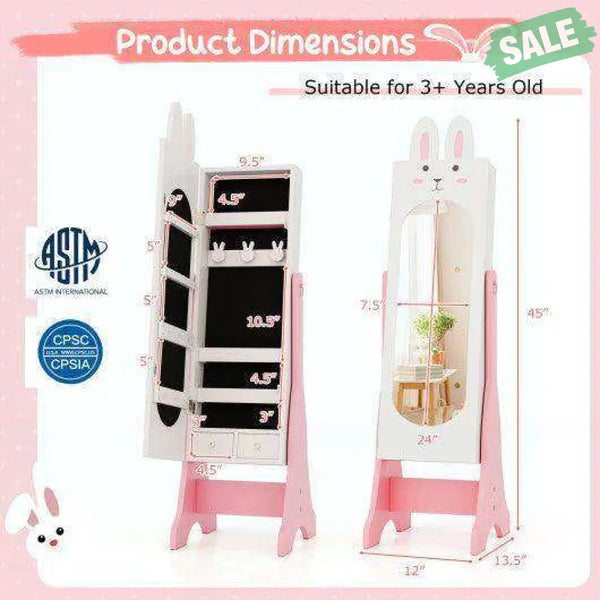 Kids Room Furniture Set with Princess Vanity Table and Chair-White White Kids Vanities