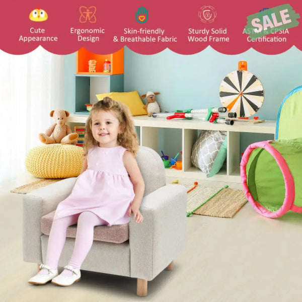 Kids Sofa with Armrest and Thick Cushion-Green Kids Chairs & Seating