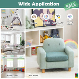 Kids Sofa with Armrest and Thick Cushion-Green Green Kids Chairs & Seating