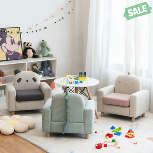 Kids Sofa with Armrest and Thick Cushion-Green Gray Kids Chairs & Seating