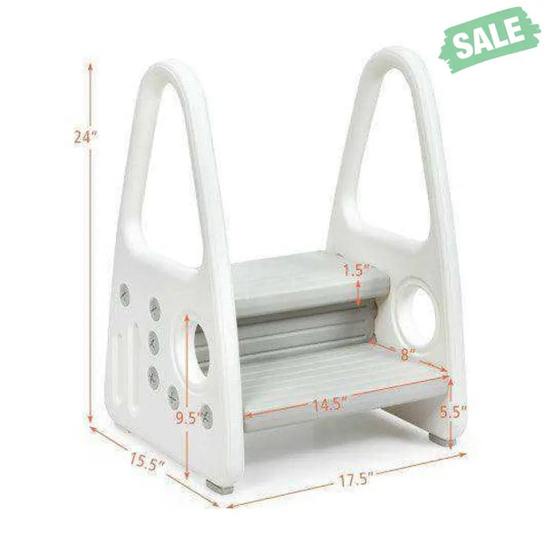 Kids Step Stool Learning Helper with Armrest for Kitchen Toilet Potty Training-Pink Pink Toddler & Kids Furniture