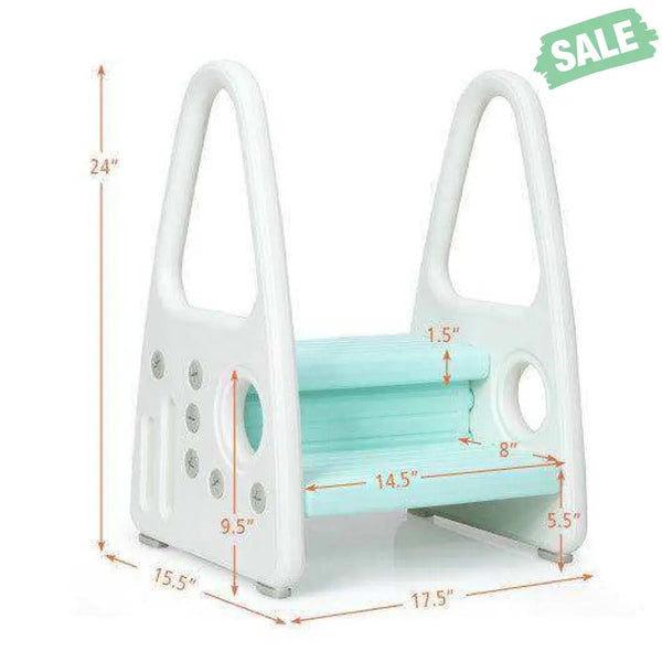 Kids Step Stool Learning Helper with Armrest for Kitchen Toilet Potty Training-Pink Pink Toddler & Kids Furniture