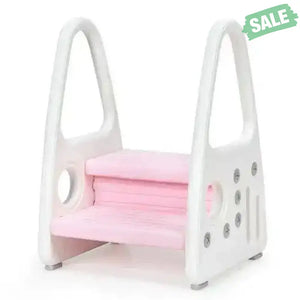 Kids Step Stool Learning Helper with Armrest for Kitchen Toilet Potty Training-Pink Pink Toddler & Kids Furniture