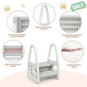 Kids Step Stool Learning Helper with Armrest for Kitchen Toilet Potty Training-Pink Pink Toddler & Kids Furniture