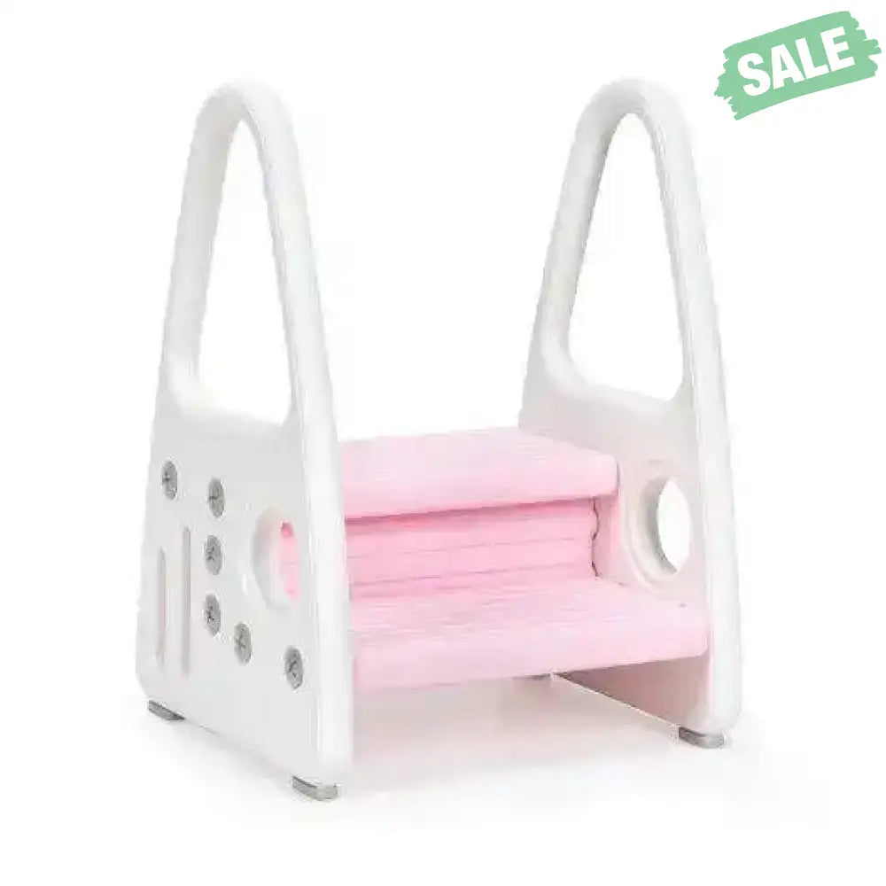 Kids Step Stool Learning Helper with Armrest for Kitchen Toilet Potty Training-Pink Pink Toddler & Kids Furniture
