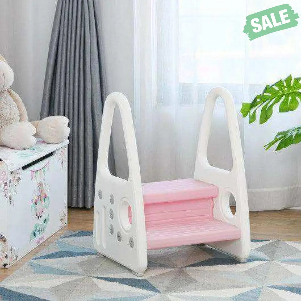 Kids Step Stool Learning Helper with Armrest for Kitchen Toilet Potty Training-Pink Pink Toddler & Kids Furniture