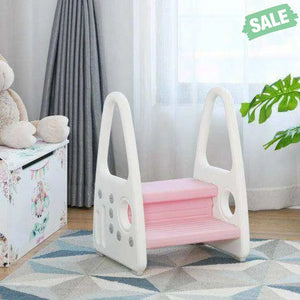 Kids Step Stool Learning Helper with Armrest for Kitchen Toilet Potty Training-Pink Pink Toddler & Kids Furniture