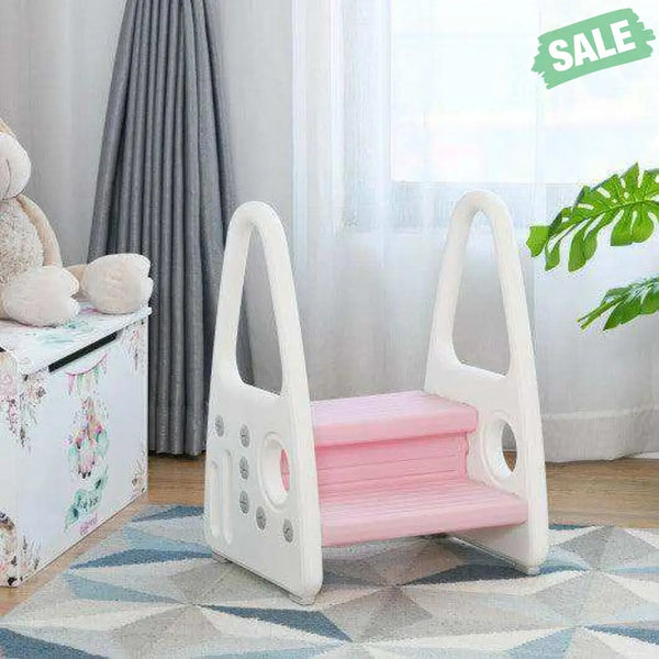 Kids Step Stool Learning Helper with Armrest for Kitchen Toilet Potty Training-Pink Pink Toddler & Kids Furniture