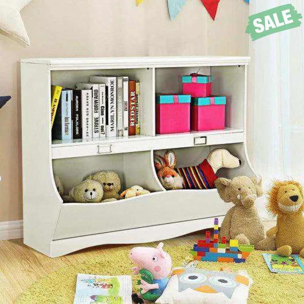 Kids Storage Unit Baby Toy Organizer Children Bookshelf Bookcase-White Kids Storage