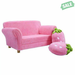 Kids Strawberry Armrest Chair Sofa with 2 Cute Strawberry Pillows-Pink Kids Chairs & Seating