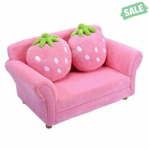 Kids Strawberry Armrest Chair Sofa with 2 Cute Strawberry Pillows-Pink Kids Chairs & Seating