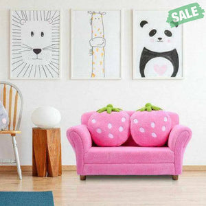 Kids Strawberry Armrest Chair Sofa with 2 Cute Strawberry Pillows-Pink Kids Chairs & Seating