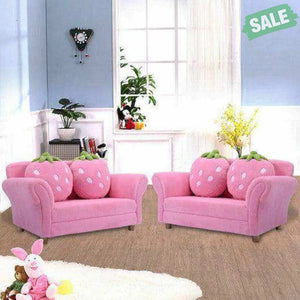 Kids Strawberry Armrest Chair Sofa with 2 Cute Strawberry Pillows-Pink Kids Chairs & Seating