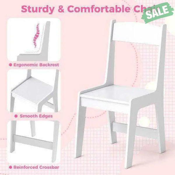 Kids Study Desk and Chair Set with Chair Hutch and Storage Cabinet for 3+ Years Old-Pink Pink Kids Vanities