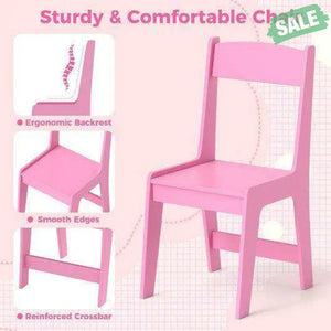 Kids Study Desk and Chair Set with Chair Hutch and Storage Cabinet for 3+ Years Old-Pink Pink Kids Vanities