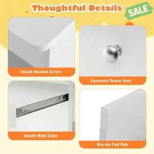 Kids Study Desk Children Writing Table with Hutch Drawer Shelves and Keyboard Tray-White White Kids Table & Chair Sets