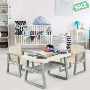 Kids Table and 2 Chairs Set with Storage Shelf-White Kids Table & Chair Sets