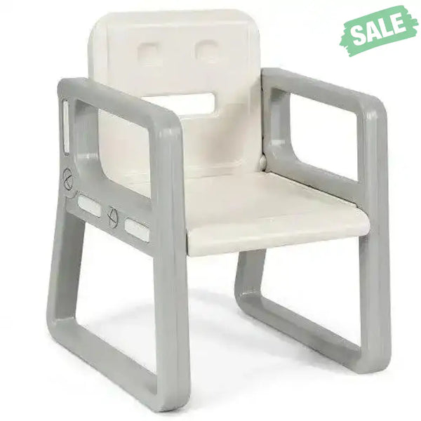 Kids Table and 2 Chairs Set with Storage Shelf-White Kids Table & Chair Sets