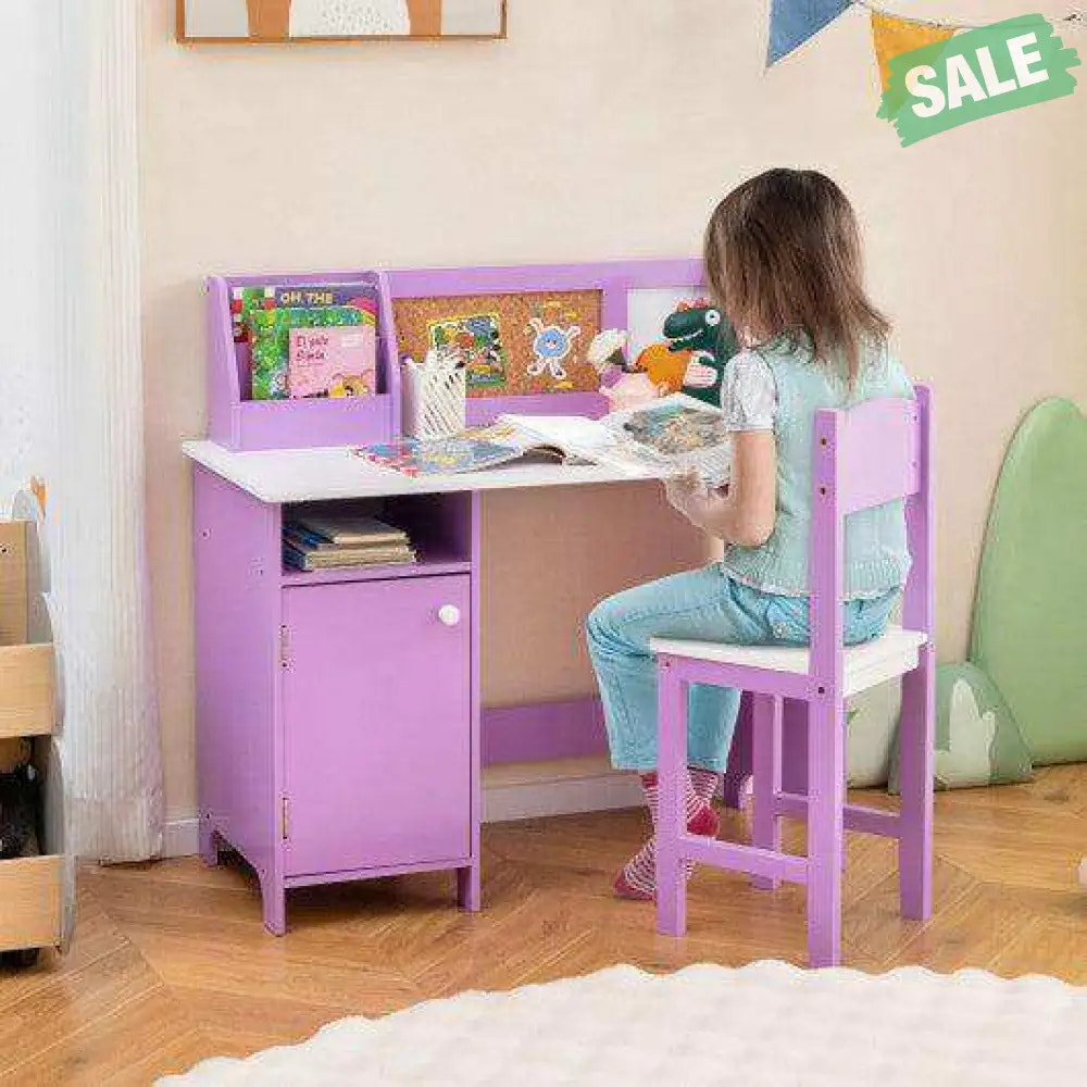 Kids Table and Chair Set for Arts Crafts Homework Home School-Purple Kids Table & Chair Sets