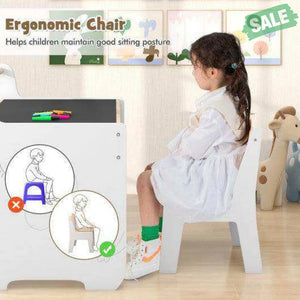 Kids Table and Chair Set with 2 in 1 Detachable Tabletop and Storage-White White Kids Table & Chair Sets