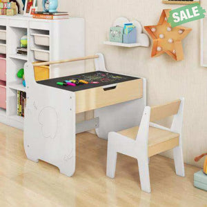 Kids Table and Chair Set with 2 in 1 Detachable Tabletop and Storage-White White Kids Table & Chair Sets