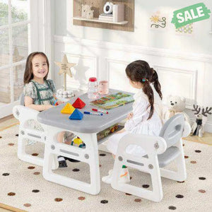 Kids Table and Chair Set with Building Blocks-Pink & Blue Pink & Blue Kids Table & Chair Sets