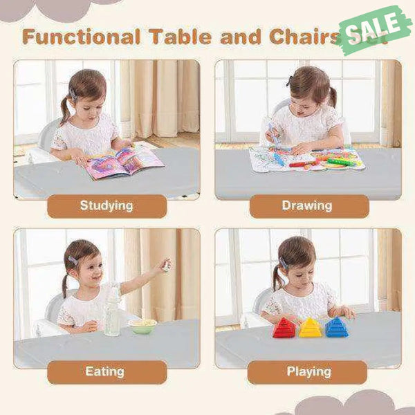 Kids Table and Chair Set with Building Blocks-Pink & Blue Pink & Blue Kids Table & Chair Sets