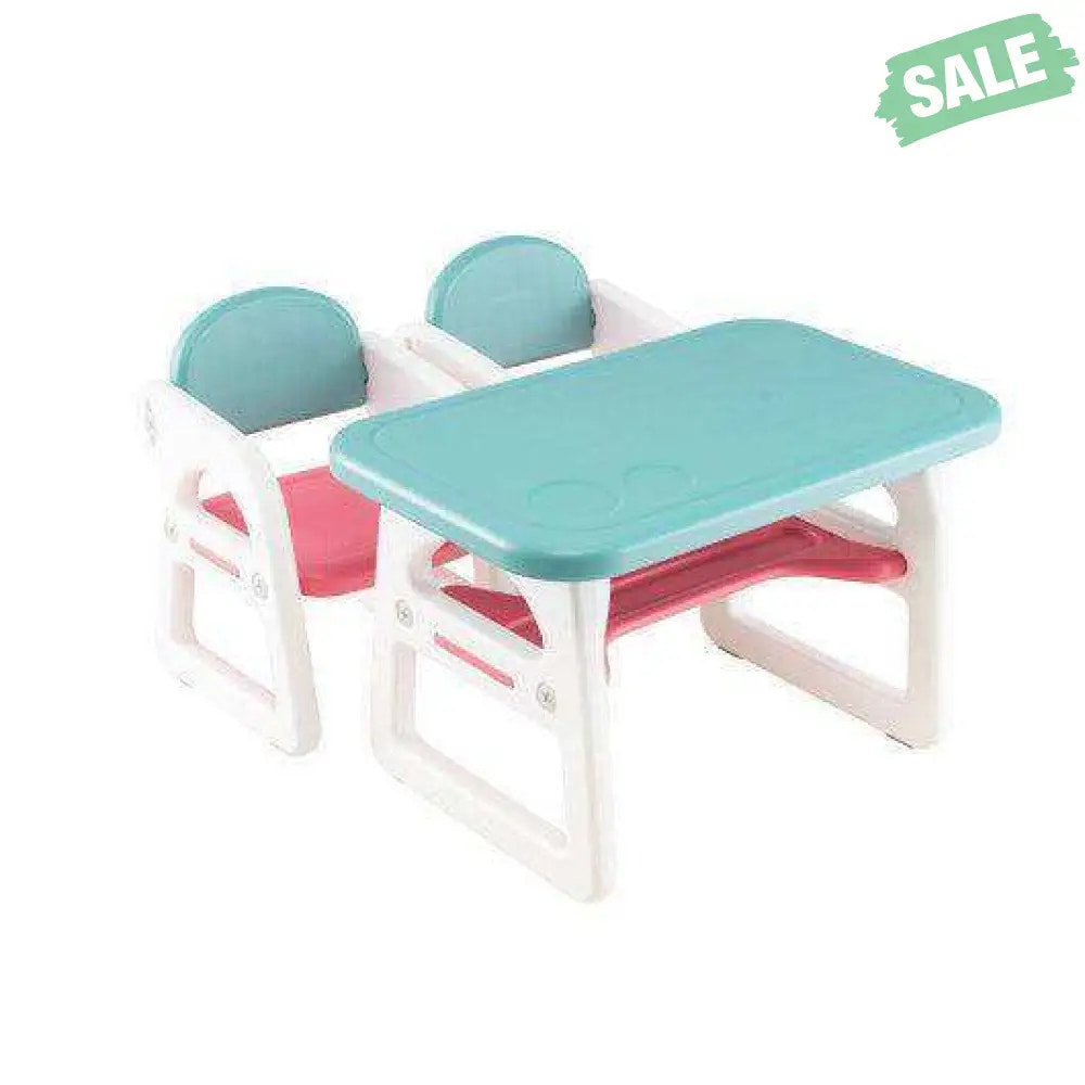 Kids Table and Chair Set with Building Blocks-Pink & Blue Pink & Blue Kids Table & Chair Sets