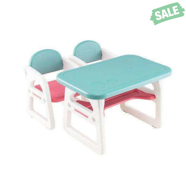 Kids Table and Chair Set with Building Blocks-Pink & Blue Pink & Blue Kids Table & Chair Sets