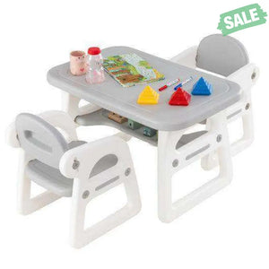 Kids Table and Chair Set with Building Blocks-Pink & Blue Pink & Blue Kids Table & Chair Sets