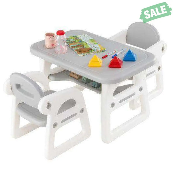 Kids Table and Chair Set with Building Blocks-Pink & Blue Pink & Blue Kids Table & Chair Sets