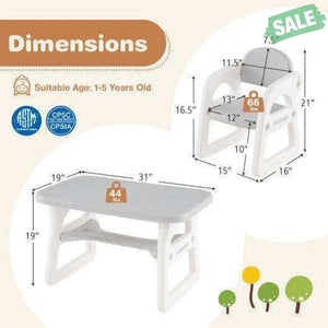 Kids Table and Chair Set with Building Blocks-Pink & Blue Pink & Blue Kids Table & Chair Sets