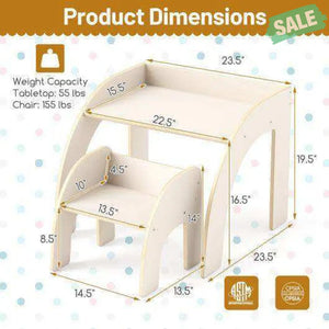 Kids Table and Chair Set with Wide Tabletop and Curved Edges for Kids Room-Natural Natural Kids Table & Chair Sets