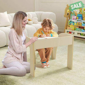 Kids Table and Chair Set with Wide Tabletop and Curved Edges for Kids Room-White