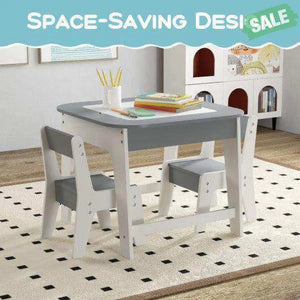 Kid’s Table and Chairs Set with Double-sized Tabletop-Natural Natural Kids Table & Chair Sets