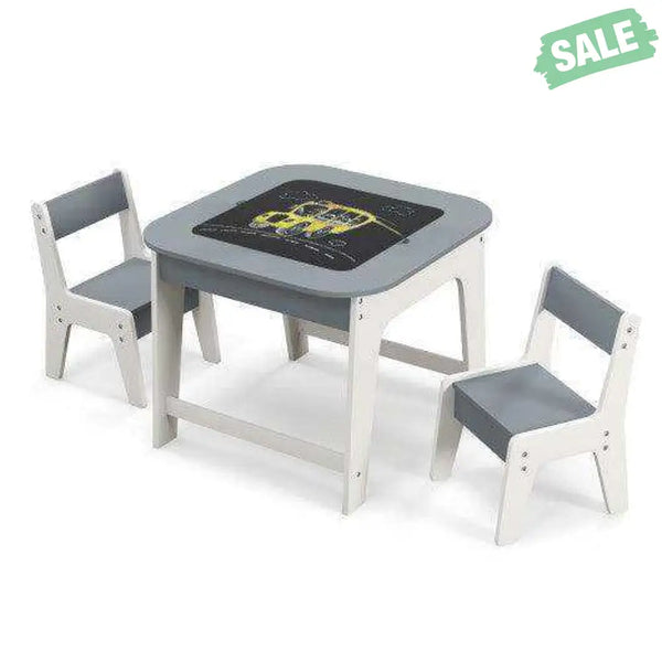 Kid’s Table and Chairs Set with Double-sized Tabletop-Natural Natural Kids Table & Chair Sets